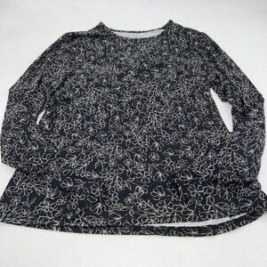 Hang Ten Rash Guard Black & White Floral Pattern size Medium UPF 50